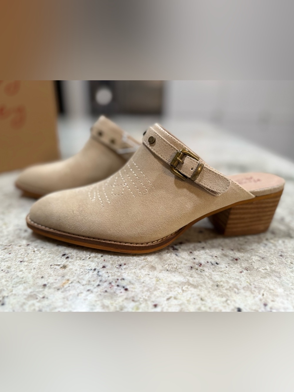 Naughty Monkey "Drancy" Western Mule in Genuine Suede (New)